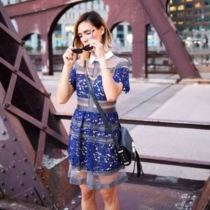 Blue lace and crochet dress